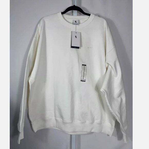 Nike Solo Swoosh Heavyweight Mens Fleece Crew DX1361-133 Sail/White - Picture 1 of 7